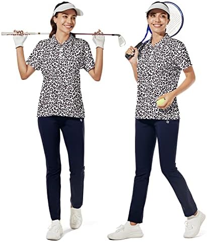 חולצת פולו של שרוול קצר של הנשים היספוטיות חולצות גולף מודפסות קלות חולצות גולף יבש מהירות חולצות פולו גולף