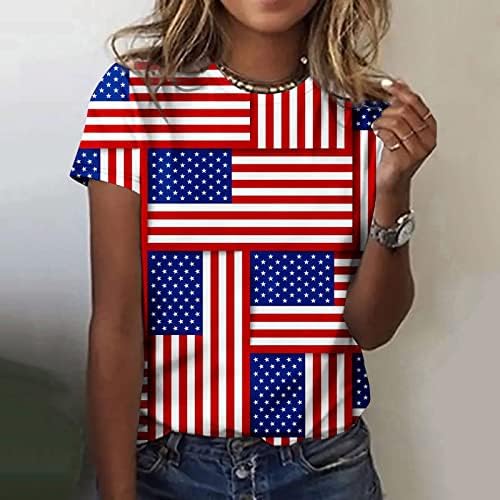 גבירותיי אמריקאי דגל חמניות פרחוני גרפי חולצה קצר שרוול 2023 צוות צוואר כותנה למעלה חולצה לנערות מנת משכל