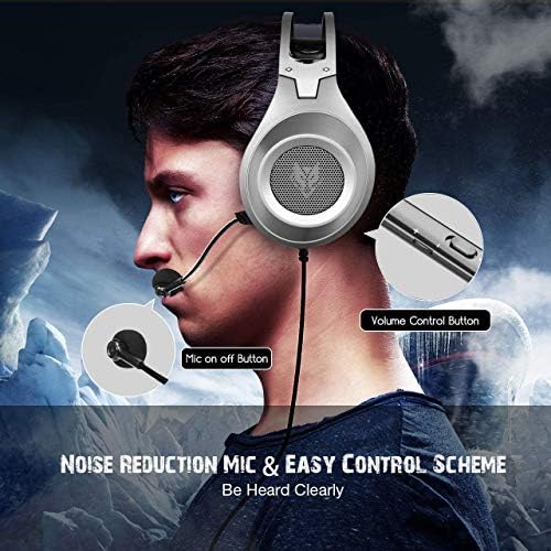 אוזניות משחק Nubwo N2 עבור PS4, Xbox One, מתג Nintendo עם מיקרופון מבטל רעש, על אוזניות קוויות מיקרופון גמישות