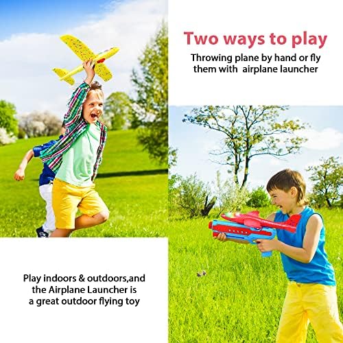 4 צעצועי משגר מטוסים של ארוז, 2 מצבי טיסה LED Choam Gather Gutapult צעצוע, צעצוע חיצוני מעופף לילדים, מתנות