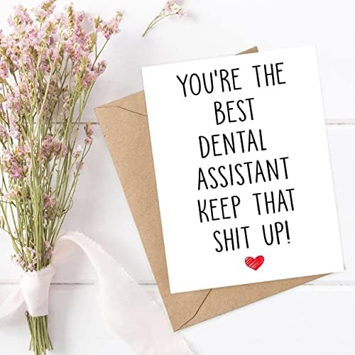 אתה עוזר השיניים הטוב ביותר שמור על החרא הזה-כרטיס יום הולדת לעוזר שיניים-כרטיס מצחיק לעוזר שיניים-תודה
