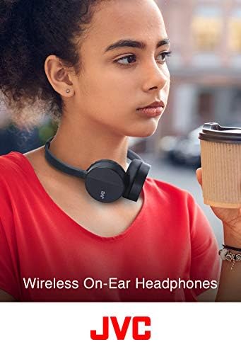 JVC HA-S23W אוזניות אלחוטיות-על אוזניות Bluetooth באוזן, עיצוב שטוח מתקפל, חיי סוללה באורך 17 שעות