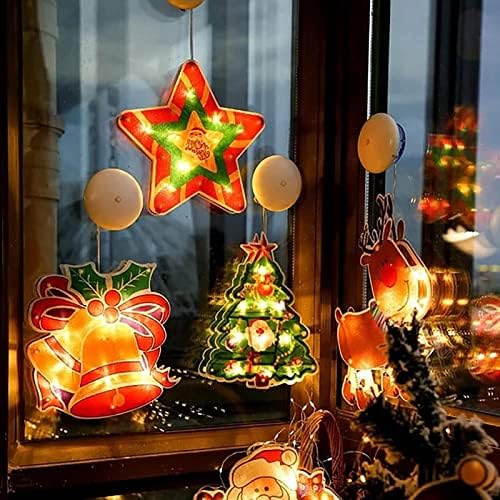 סידור חלון חג המולד פראייר אורות תלייה אורות מיתר הוביל אורות סנטה שלג איש חג המולד קישוט זוהר בתרסיס החוט הכהה