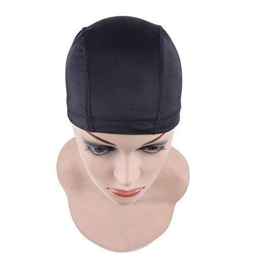 2 יח ' חבילה שחור כיפת כובעי פאת כובעי פאה ביצוע נמתח רשתות שיער פאת כובע עם רחב גומייה