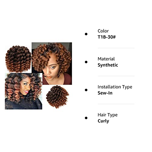 ג ' מייקה להקפיץ סרוגה שיער - 4 חבילות להתמודד 8 אינץ עצבני שרביט תלתל סרוגה שיער מתולתל סרוגה שיער עבור שחור נשים