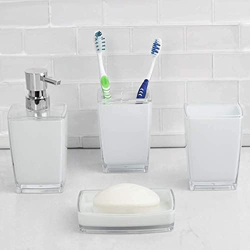 יסודות בית פלסטיק אקרילי 10 עוז. יד מתקן לסבון עם חלודה עמיד מוברש נירוסטה משאבת, לבן