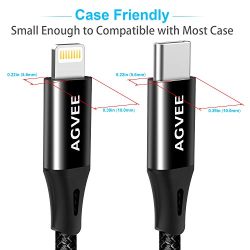 AGVEE 2 חבילה 15ft USB-C- C לכבל טעינה ברק, קלוע I-TYPER עמיד מסוג C TYPE-C חוט 8 סיכה לאייפון 12 11 PRO MAX, 12 מיני