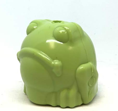 Sodapup MKB גומי סינטטי שור צפרדע בצורת צעצוע לעיסה - מתקן פינוקים - תוצרת ארהב - לעיסות כבדות - ירוק - בינוני
