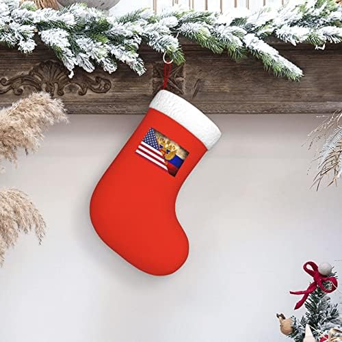 דגל אמריקאי TZT והסמל הרטרו רטרו רטרו רטרו גרבי חג המולד, מתנות למסיבת חג חג המולד לקישוטי חג משפחתיים בגודל 18 אינץ '
