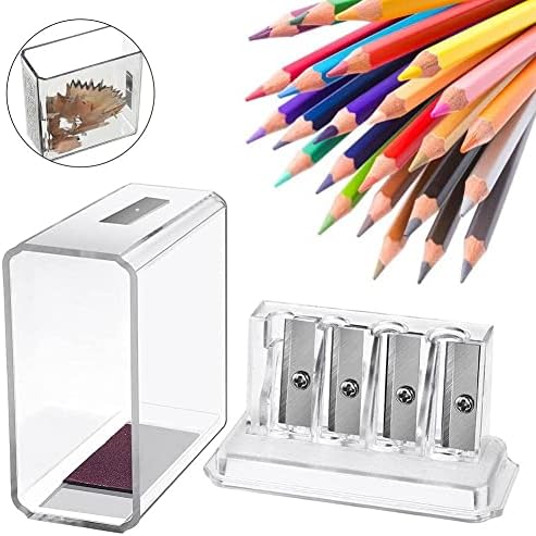 1 pc נגר עיפרון מחדד נקודה ארוכה ידני מחדד עיפרון עם מכסה, 4 חורים מחדד עיפרון כף יד לרישום, פחם, עפרונות צבעוניים