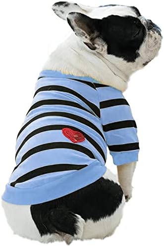 בגדי כלבים בינוניים כלבים מפוספסים חולצות סוודר בולדוג מגשרים לחיות מחמד לכלבים בינוניים קטנים, גדולים, כחולים