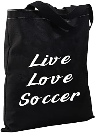 CMNIM Love Soccer Gifts Soccer Lover Gifts Soccer Tote תיק לנשים מתנות לשחקני כדורגל באוהדי קבוצות בנות שימוש חוזר