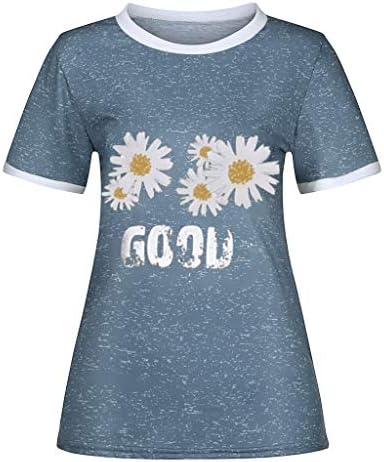 חולצה לנשים אופנה דייזי פרח הדפסת קיץ חולצות מקרית קצר שרוול חולצות רופף טוניקת חולצה