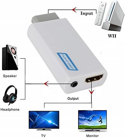Houkai Wii לממיר מלא של 1080p Wii 2 3.5 ממ שמע עבור תצוגת צג HDTV למחשב ל- AdapterR
