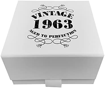 קופסאות מתנה עם מכסים - קופסת מתנה מגנטית-קופסת מתנה לבנה למתנות יום הולדת 60 ב -5 גדלים-וינטג ' - קטן