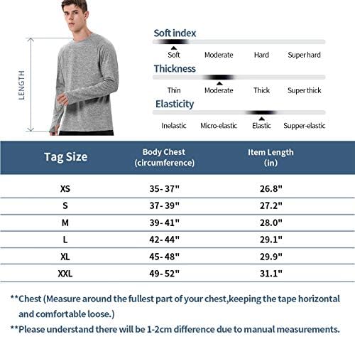 חולצות אימון שרוול ארוך לגברים קל משקל מהיר יבש חולצה אתלטית ריצה הליכה עם חורי אגודל