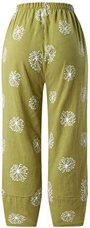 מכנסי רגל רחבים של MGBD נשים בוהו פשתן מזדמן פלוס גודל מותן גבוה משקל קל קיץ טרופי טרופי יומיומי מכנסי חוף