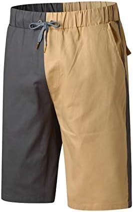 מכנסי קיץ של Zddo Mens, מכנסי טלאי בלוק צבעוני מכנסי מטען קצרים מכנסי זיעה ספורטיביים רגל ישר רגל ישר