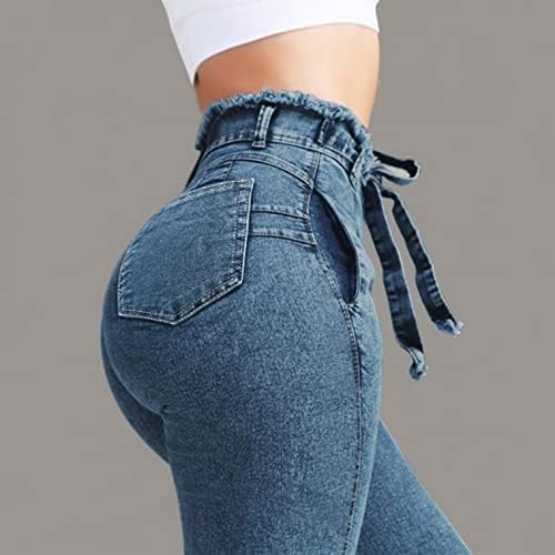נשים פלוס גודל גודל מותניים רזים רזים קרועים מכנסי ג'ינס מזדמנים כפתור עלייה גבוהה ג'וניורס בנות עפרונות מכנסיים