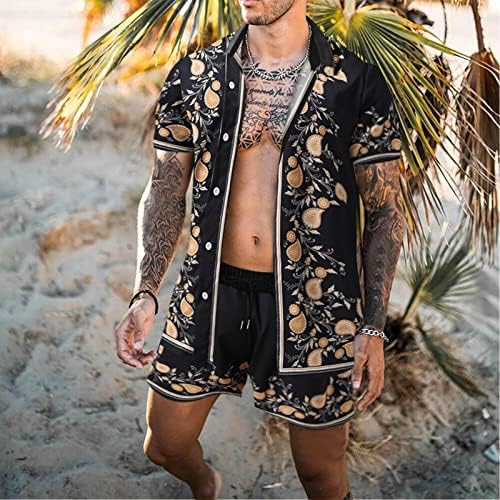 תלבושות אימוניות 2 חלקים לגברים שרוול קצר חולצה פרחונית בהוואי ותפאורות קצרות לחופשת אופנה תלבושות חוף קיץ
