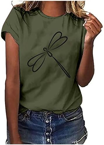 חולצת טי גרפית חמודה לנשים שרוול קצר שרוול צוואר הצוואר שפירית הדפסת חולצות טי קיץ מזדמנים