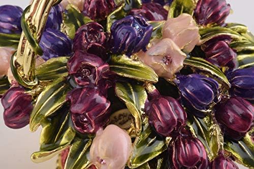 קרן קופל פרחים צבעוניים אגרטל אגרטל תכשיטים מעוטרים בקריסטלים סברובסקי מתנה ייחודית בעבודת יד עבורה