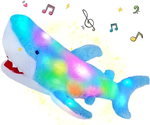 Specialyou הובילה חיות אוקיינוס ​​ממולאות מוזיקליות כריש כחול כרית קטיפה רכה צעצוע מואר חיים ימי שירים שירים