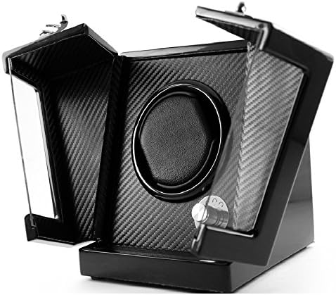 Musicboxattic מודרני Hi Gloss Black Black Rotor Watcher Watcher עם פנים סיבי פחמן