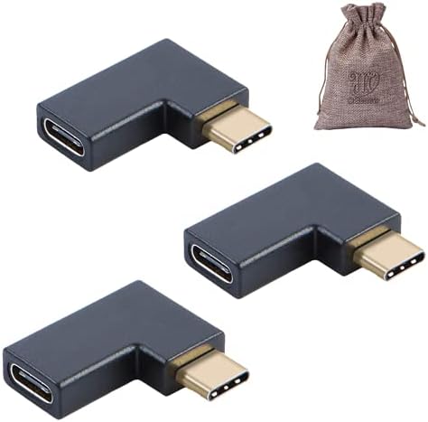 Klangdorf 3 חבילה USB סוג C 90 מעלות מרפק L צורה מתאמי זווית שמאלה ימינה נקבה עד תוסף USB-C זכר עם כיס נשיאה