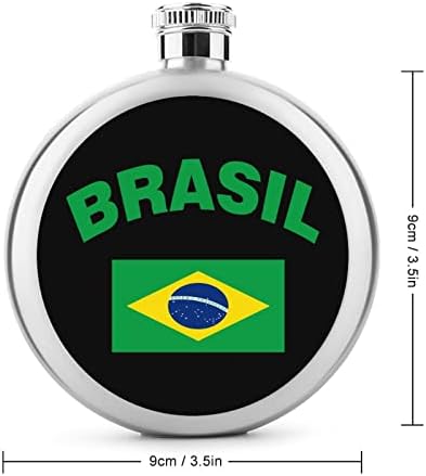 דגל של ברזיל 5 עוז בקבוק ירך דליפת הוכחה שתיית משקאות נירוסטה עבור אלכוהול ויסקי רום וודק חתונה קמפינג מסיבת מתנה