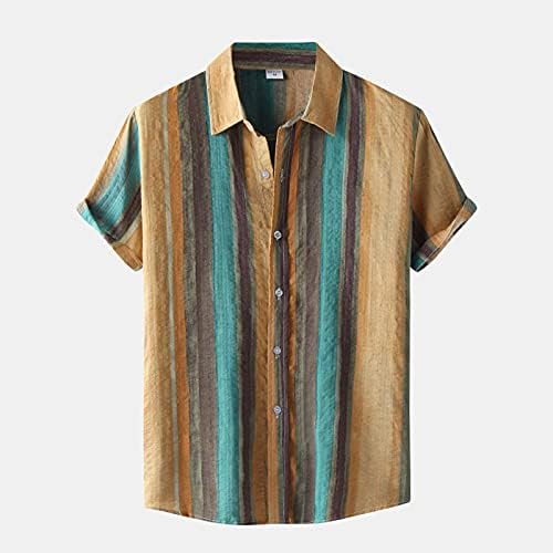 חולצות פשתן כותנה קיץ לגברים וינטג 'כפתור שרוול קצר במורד חולצת הוואי