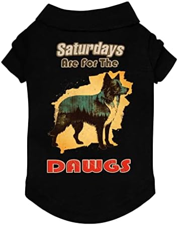 חולצת פולו של כלב הדפס של בעלי חיים - חולצת טריקו של כלבים וינטג ' - בגדי כלבים גרפיים - שחור, L
