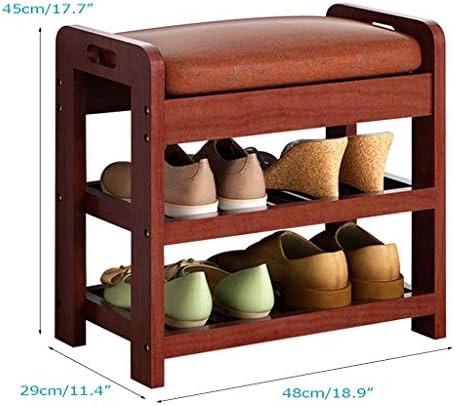 מדפים עמידים HTLLT ארון אחסון נעליים מעץ, מתלה נעלי ספסל עם מושב מרופד