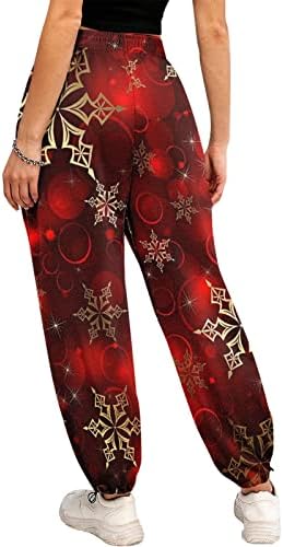 מכנסי טרנינג לחג המולד של נשים פלוס גודל גודל מותן גבוה ומותניים בגודל פלוס מכנסי טרנינג בגודל חג המולד טיולים