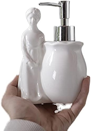 מתקן סבון קרמיקה של Huijie עם משאבה למטבח אמבטיה - בקבוק קרם מלאך לבנה בסגנון אירופאי, 250 מל.