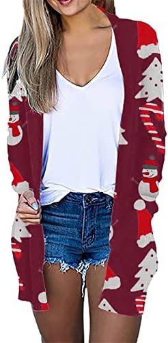 קרדיגן חג המולד לנשים סוורוזי מתאים דק מעילים נושמים בחזית פתוחה שרוול ארוך הלבשה עליונה קלת משקל