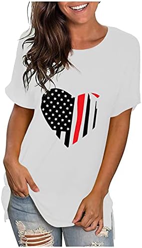 חולצות 4 ביולי חולצות דגל אמריקאי חולצות דגל אמריקה צמרות קיץ מזדמנים טייז שרוול קצר מככב חולצה מפוספסת רופפת