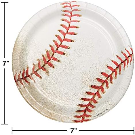 המרה יצירתית 8 ספירת ספורט ספורט בייסבול בייסבול יציב בסגנון חסון צלחות ארוחת צהריים, 7 , לבן
