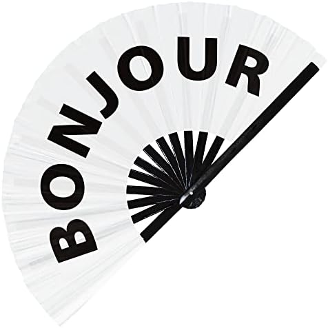 מאוורר Bonjour Hand Fan מתקפל מעגל במבוק מעגל יד מצחיק איסור פרס