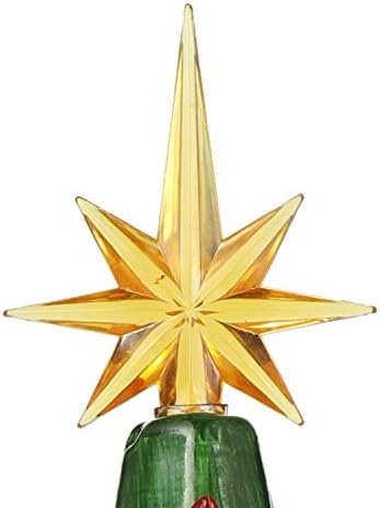 Joiedomi 15 אינץ 'עץ חג המולד קרמיקה עם רכבת, עץ חג המולד מראש עם כוכב צהוב נוסף טופר ונורות לקישוט השולחן הטוב ביותר