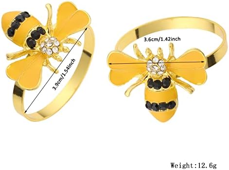טבעות מפיות זהב של דייוויפינה סט של 6, מחזיקי מפיות דבורים טבעות מפיות מתכת