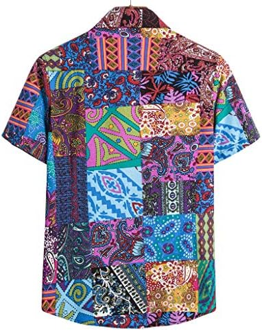 חולצה הוואי של Gdjgta גברים הוואי מזדמנים הדפסת חמניות צבעונית כפתורים לחצני טריקו דש עליון שרוול קצר טי רופף חולצה
