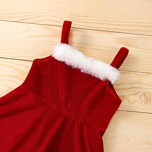 ילד פעוטות בגדי ילדה שמלת חג המולד קטיפה שרוול ארוך סנטה קלאוס מסיבת שמלת נסיכה עם סרט בגימור