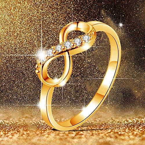 טבעות אירוסין לנשים 8 צורה טבעת ריינסטון לנשים מבטיחות טבעות עבור טבעות חתונה המלאות ליהלום זירקון טבעות חתונה