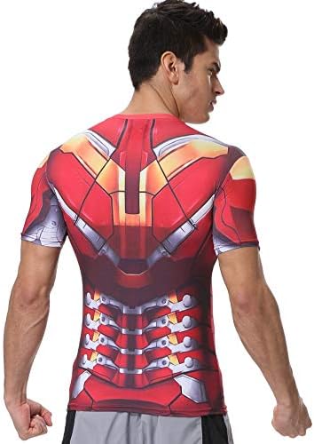 חולצת דחיסה של פלומה אדומה של גברים גיבור ברזל מפתחים גופית ספורט
