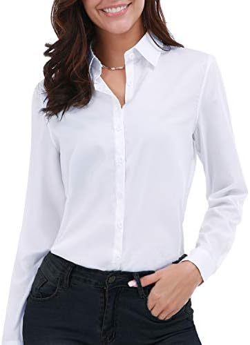 ג ' מולי נשים של בסיסי כפתור למטה חולצות ארוך שרוול בתוספת גודל פשוט למתוח פורמליות מקרית חולצה חולצה