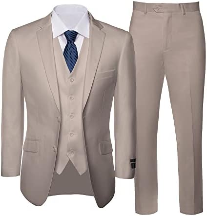 חליפות גברים של אנטוניו UOMO Slim Fit - 3 חלקים סט חליפה גברים בלייזר עם ז'קט כפתור, אפוד ומכנסיים