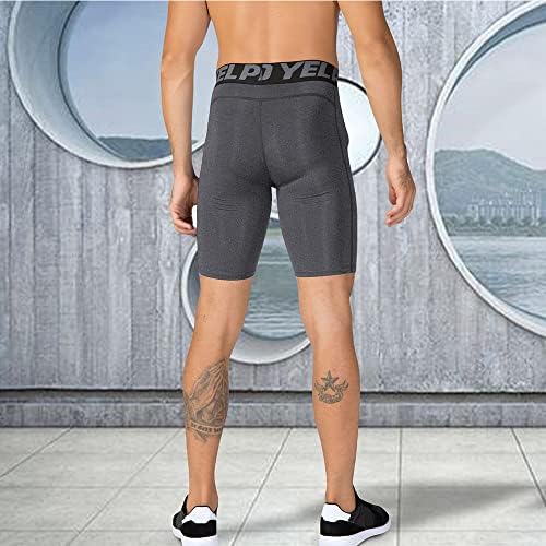 גברים של ספורט דחיסת מכנסיים ספנדקס ריצה אימון תחתונים הדוק מכנסיים קצרים עם כיסים פעיל שכבת בסיס