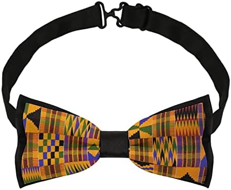 בד קנט אפריקאי אפריקאי דפוס אמנות אתני מצחיק עניבה קשורה מראש עניבות פרפר רשמיות עניבת פרפר מתכווננת מודפס לגברים