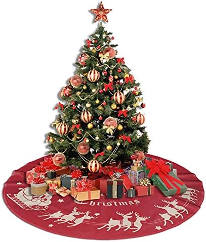 חצאית עץ חג המולד 36 אינץ 'סנטה ומזחלת חג המולד מחצלת עץ
